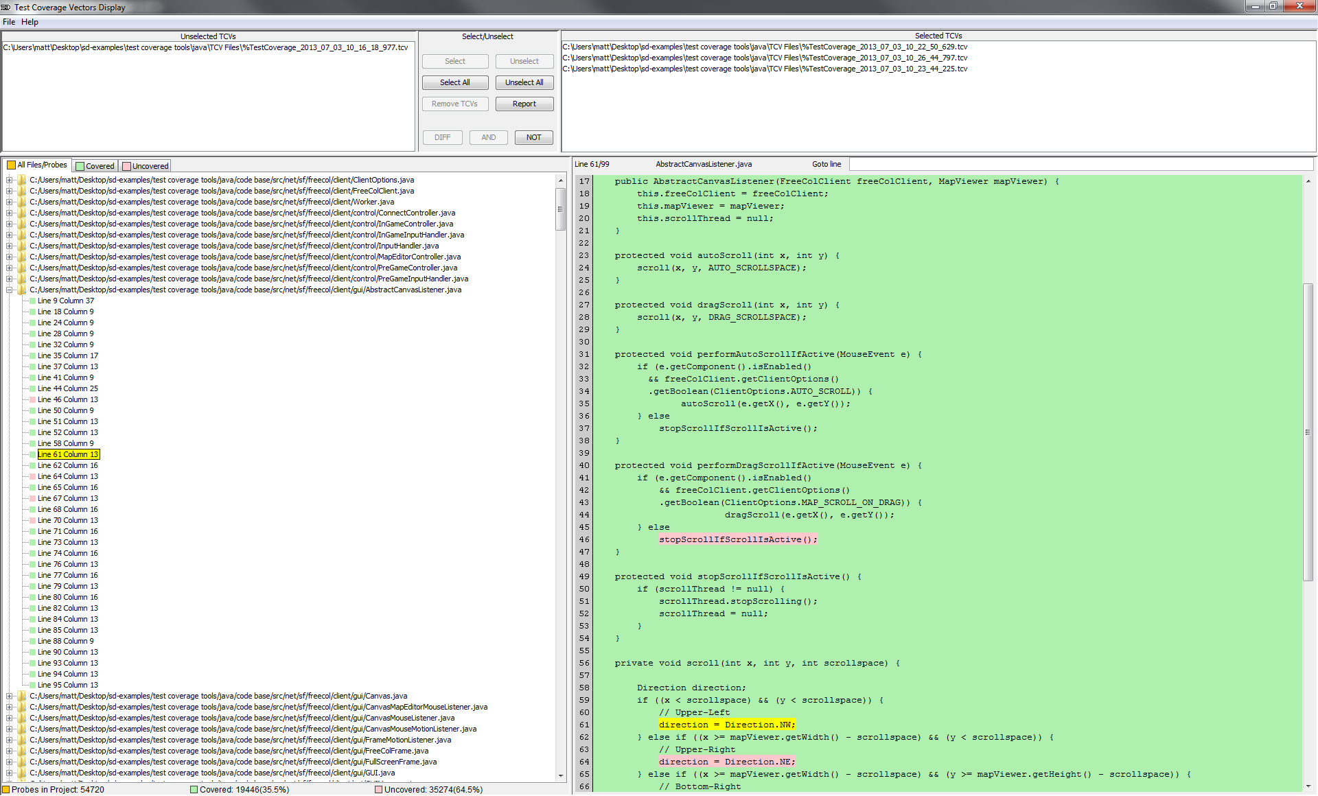 Java Test Coverage Display screen shot